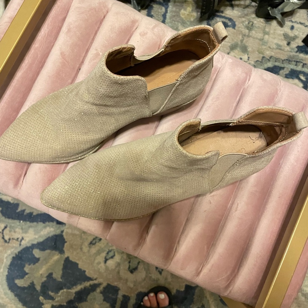 Taupe pointy toe ankle  boot